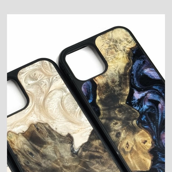 Carved iPhone 12 Pro Case (3) One Of A Kind Burl Wood Epoxy Resin Carved Magnet - Picture 5 of 14